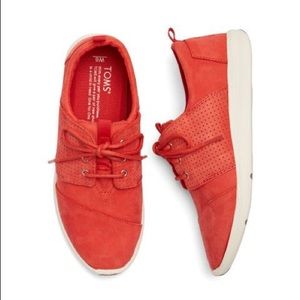 TOMS red lace up sneakers